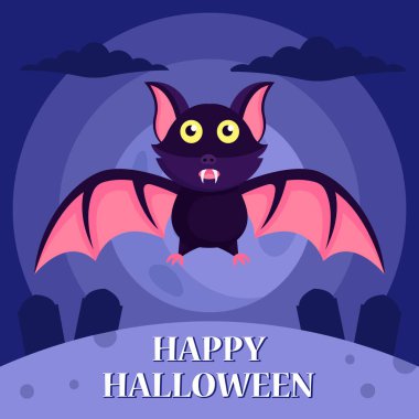 Cadılar Bayramı posteri ya da arkaplan için yarasa canavarı logosu tasarımı