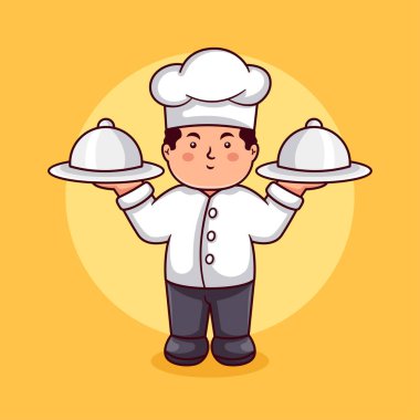 Şef karakter logo tasarım şablonu