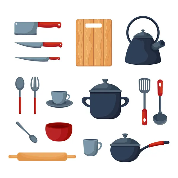 Set Van Kookgerei Design Sjabloon Voor Thuis Restaurant Stockillustratie