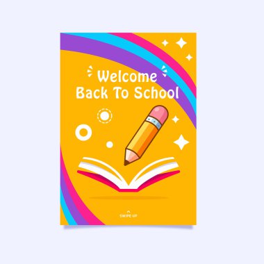 Öğretmen karakterinden selamlarla okula dönüş illüstrasyon tasarımı