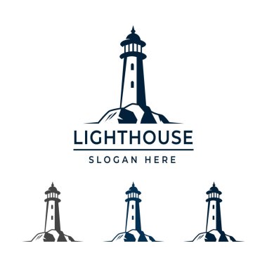 Deniz feneri logosu tasarım şablonu. deniz feneri simgesi simgesi.