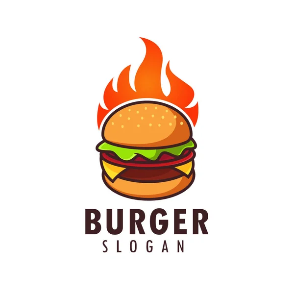 Plantilla Diseño Logotipo Hamburguesa Caliente — Vector de stock