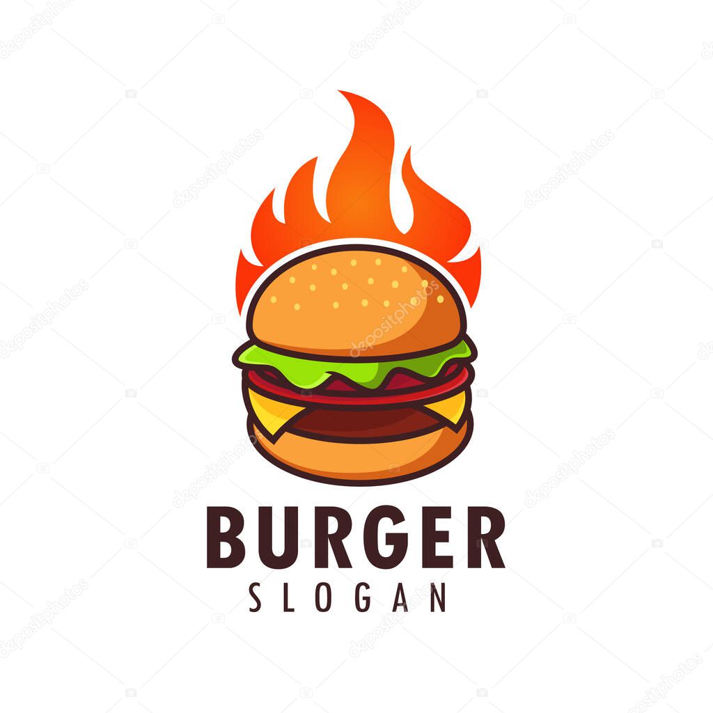 Hot burger logo design template