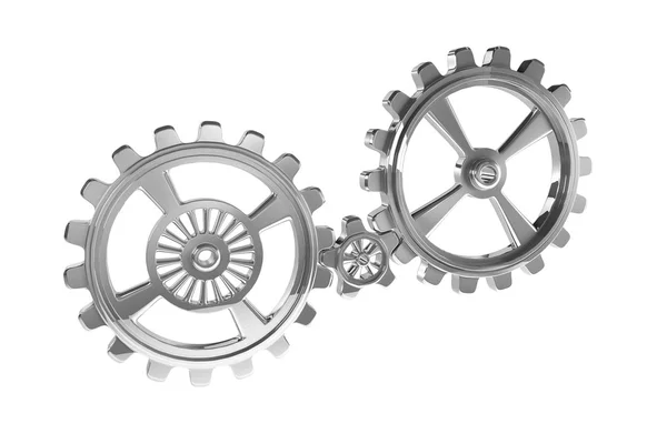 Cogwheels - Chrome - Isolated — Stock Photo, Image