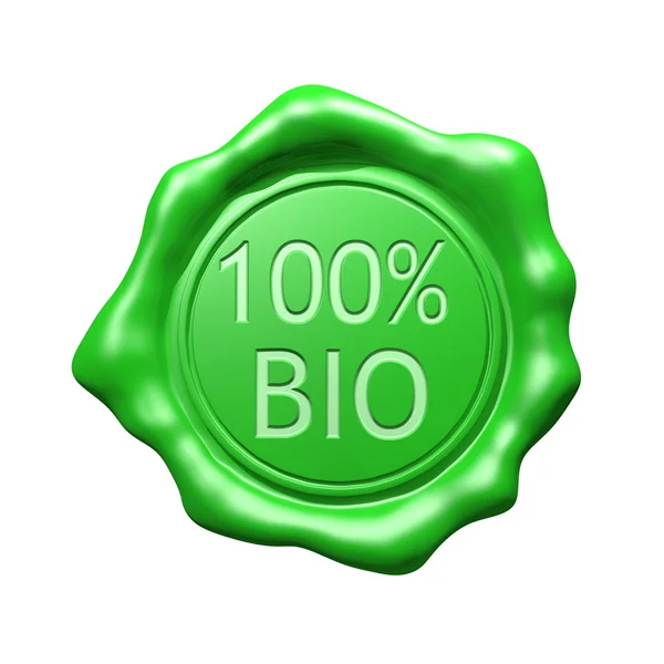 Grünes Wachssiegel - 100 Bio - isoliert — Stockfoto