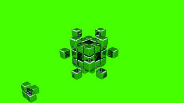 -parçaların montajı - 3d küp arka planı yeşil