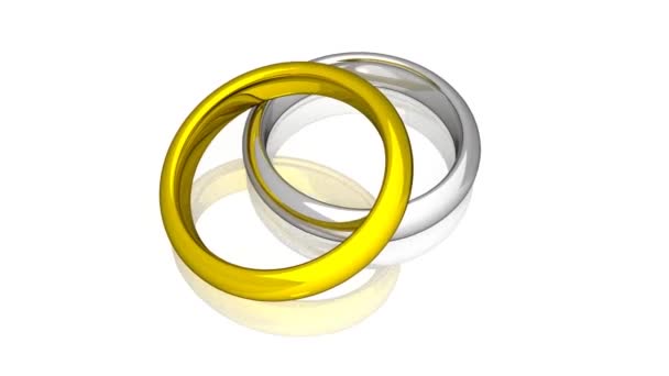 Anéis de casamento - Ouro amarelo e branco - Animação — Vídeo de Stock