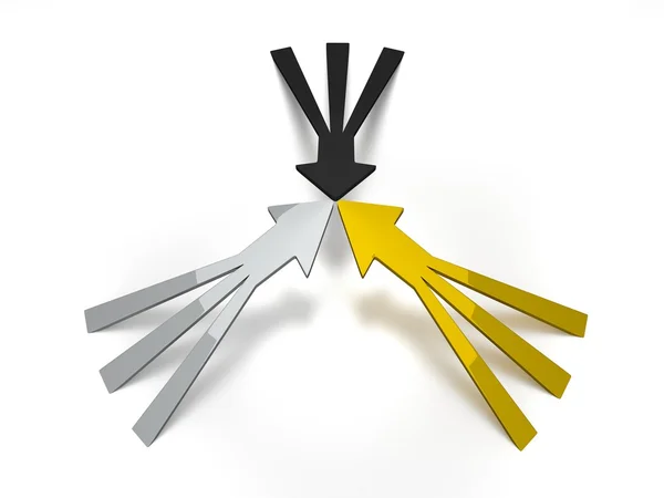 3D Arrows - Gold Silver Black — Stock Photo, Image