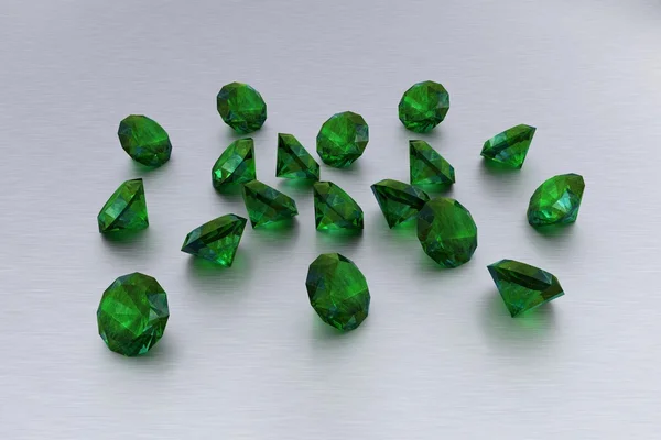 3D smaragd - 18 zelené drahokamy — Stock fotografie