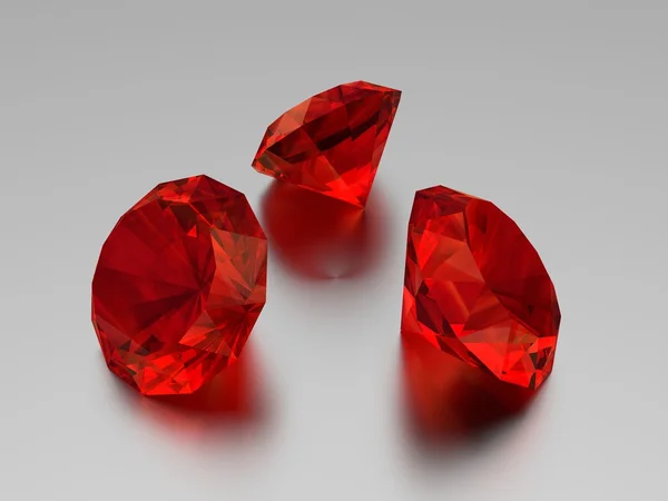 3D Ruby - 3 камня — стоковое фото