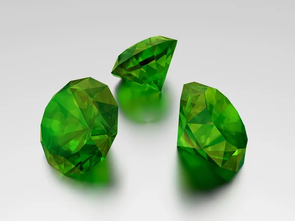 3D-emerald - 3 groene edelstenen — Stockfoto