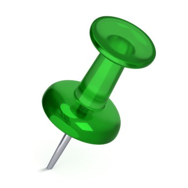 3D Realistic Thumbtack - Green clipart