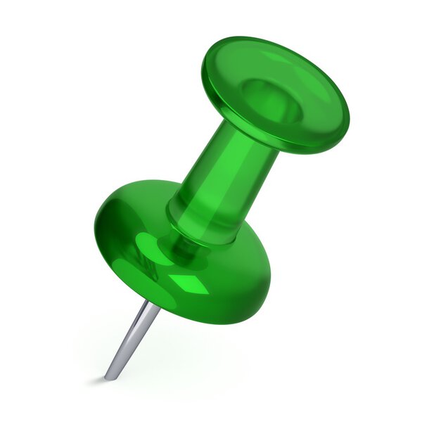 3D Realistic Thumbtack - Green