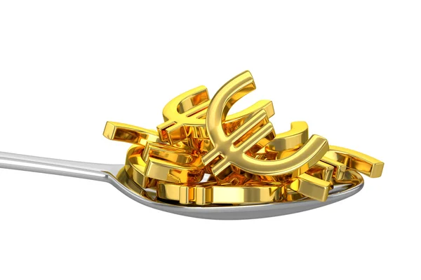 Spoon And Golden Euros — Stock Photo, Image