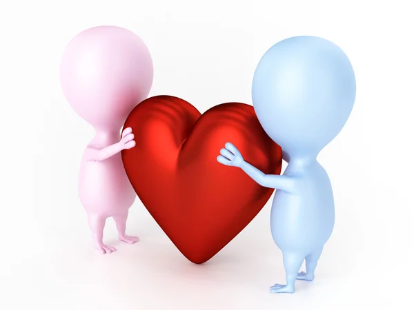 Couple And Big Heart — Stock Photo, Image