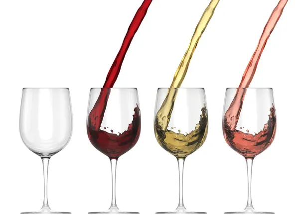 Wine Pouring Into Glass - Set — Stock Photo, Image