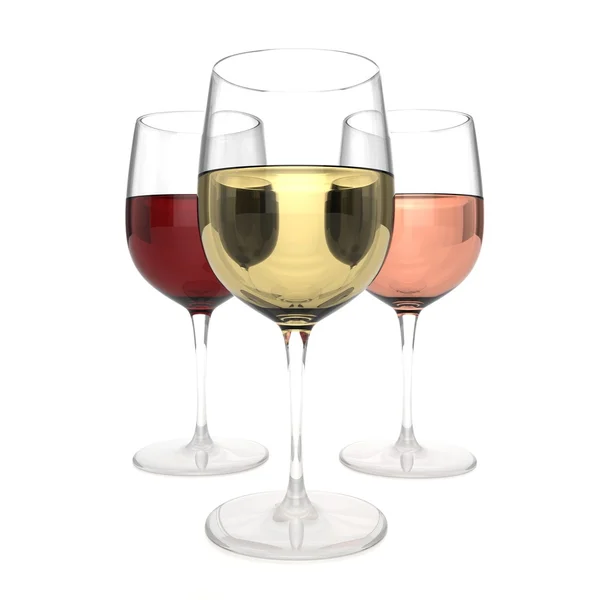 Färgade viner på vit bakgrund — Stockfoto