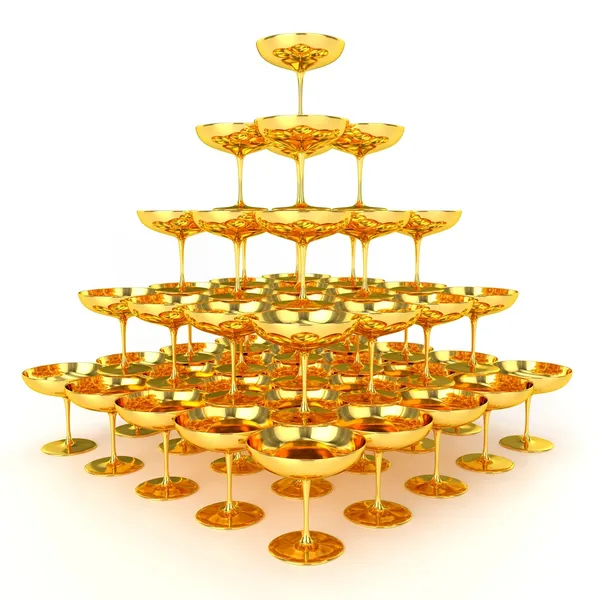 Pyramid of Golden Glasses — Stock Photo, Image
