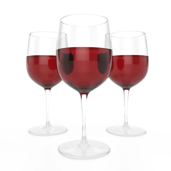 3 vasos de vino tinto — Foto de Stock