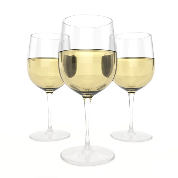 3 verres de vin blanc — Photo