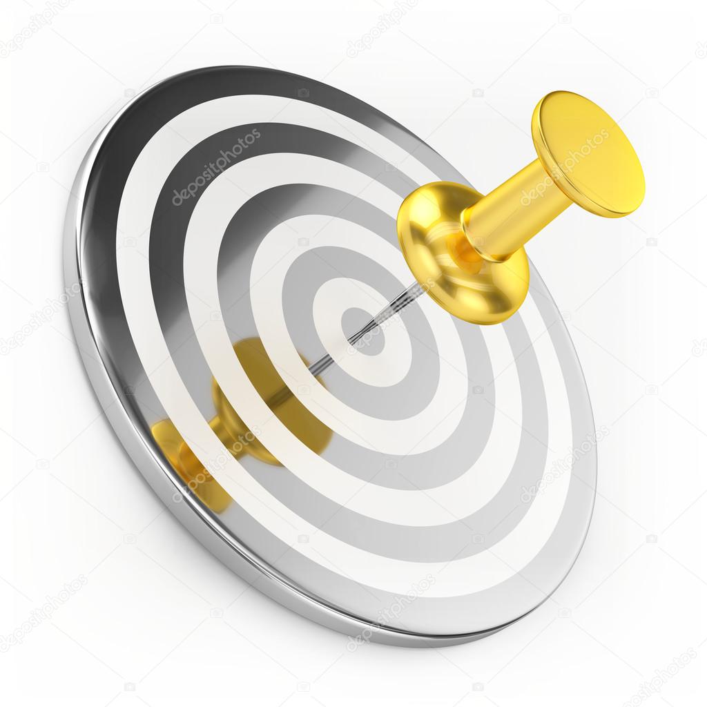 Golden Thumbtack On Target