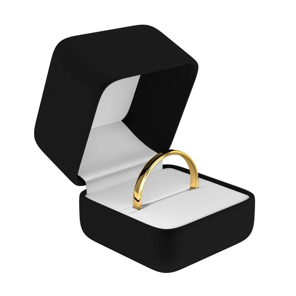Anel de ouro com caixa preta — Fotografia de Stock