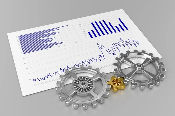 Cogwheels and Charts — Stock Photo, Image