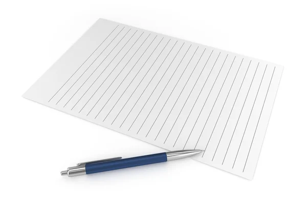 Sheet and Blue Pen — Stock Photo, Image