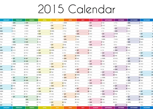 Calendario 2015 - VERSIÓN INGLÉS — Foto de Stock