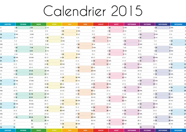 Календарь 2015 - VERSION FRANCAISE Лицензионные Стоковые Изображения