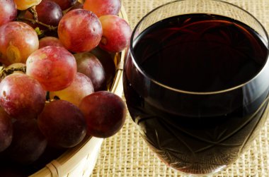 Kırmızı şarap ve üzüm.