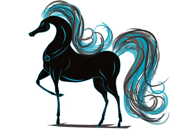 mavi bir yele ile at