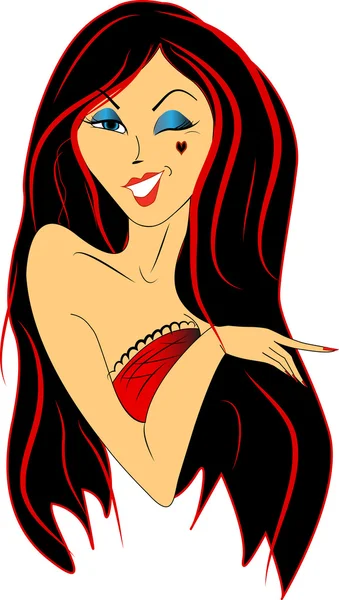 seksi esmer kız göz kırpıyor