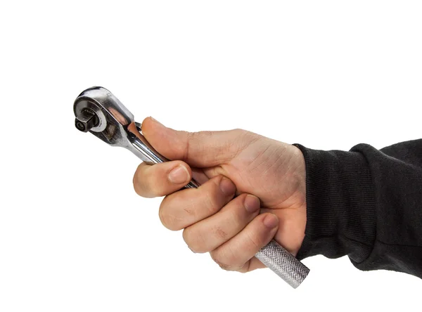 Isolated male hand with tools — Stock Photo, Image