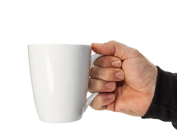 Erkek el üzerinde beyaz izole