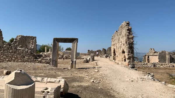 Ruinas Antiguo Anfiteatro Anfiteatro Romano Turquía Piedras Antiguas Ciudad Histórica —  Fotos de Stock