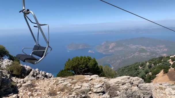 Cable Car Mount Babadag Lifting Car High Mountain View Mountain — Stock Video