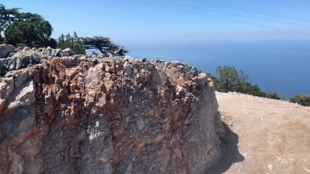 Kolejka Linowa Mount Babadag Podnoszenie Samochodu Wysokiej Górze Widok Góry — Wideo stockowe