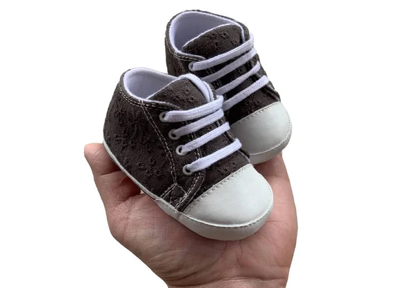 Тапочки Младенцев Руке Обувь Самых Маленьких Детей Детская Обувь Небольшого — стоковое фото