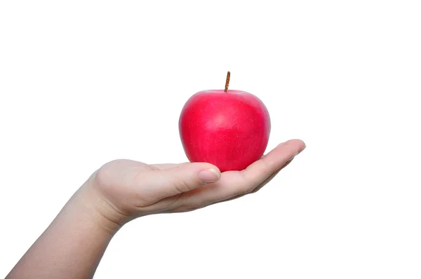 Mano sosteniendo manzana roja —  Fotos de Stock