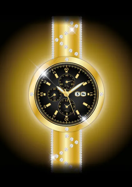 Goldene Uhr — Stockvektor