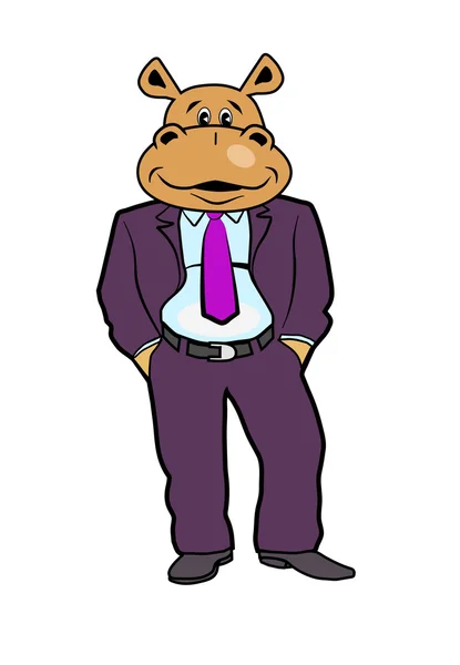 Hippo in a suit 1 — Stock Vector