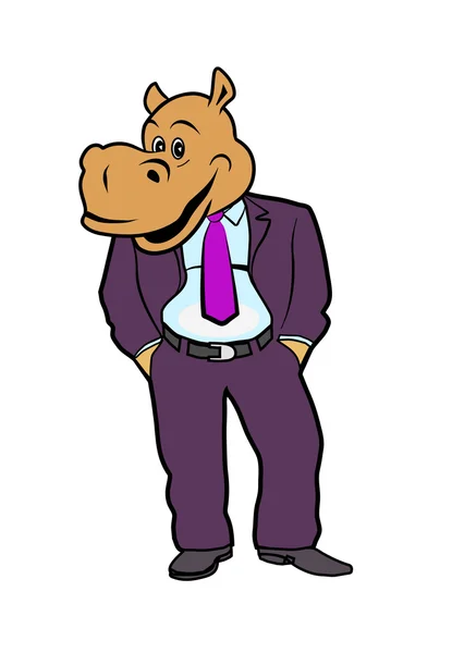 Hippopotame en costume 2 — Image vectorielle
