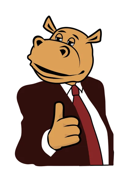 Hippo in a suit 6 — Stock Vector