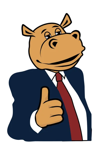Hippopotame en costume 5 — Image vectorielle