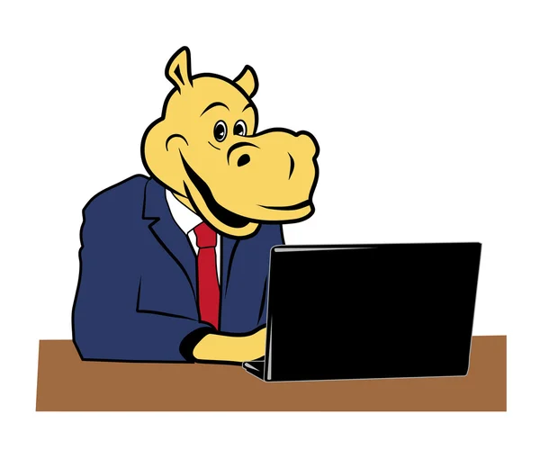 Hippopotame au bureau 2 — Image vectorielle