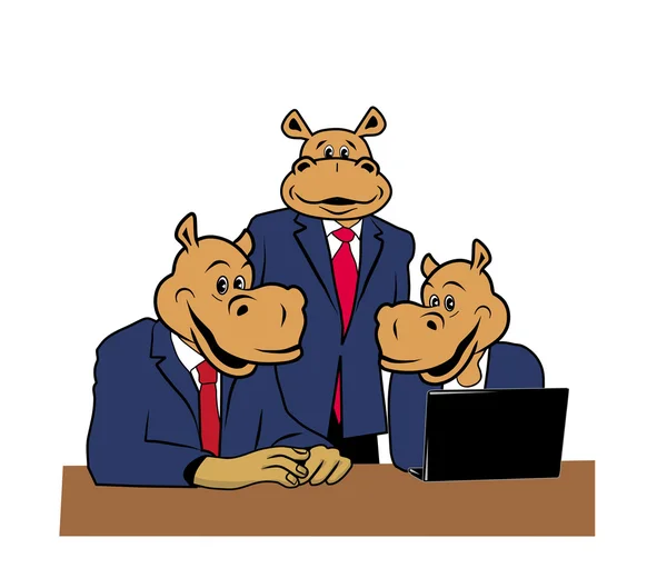 Hippopotames au bureau 8 — Image vectorielle