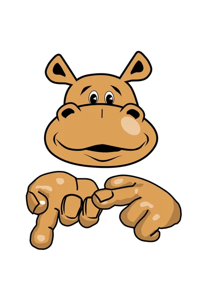 Hippopotame et mains — Image vectorielle