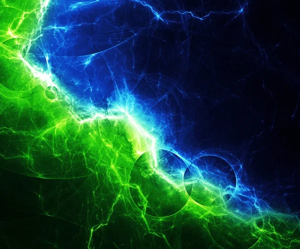 Blue and green fractal lightning — Stock Photo, Image