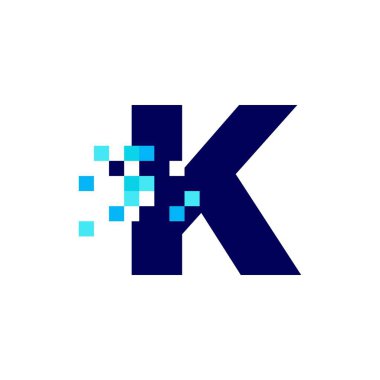k harfi piksel işareti dijital 8 bit logo vektör simgesi çizimi
